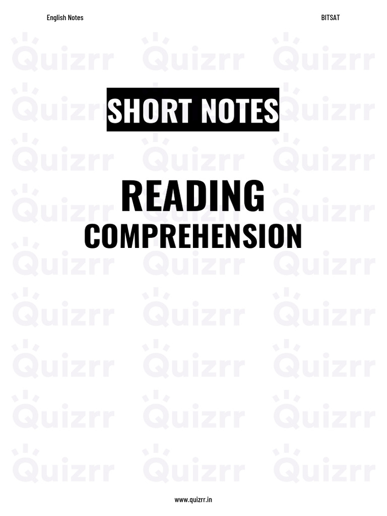 English Notes - Reading Comprehension | PDF | Proposition | Inference