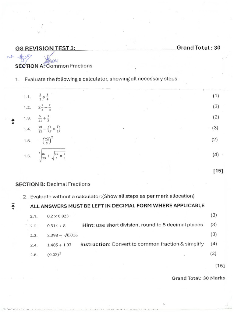 Suthies Past Papers Maths Grade 8 | PDF