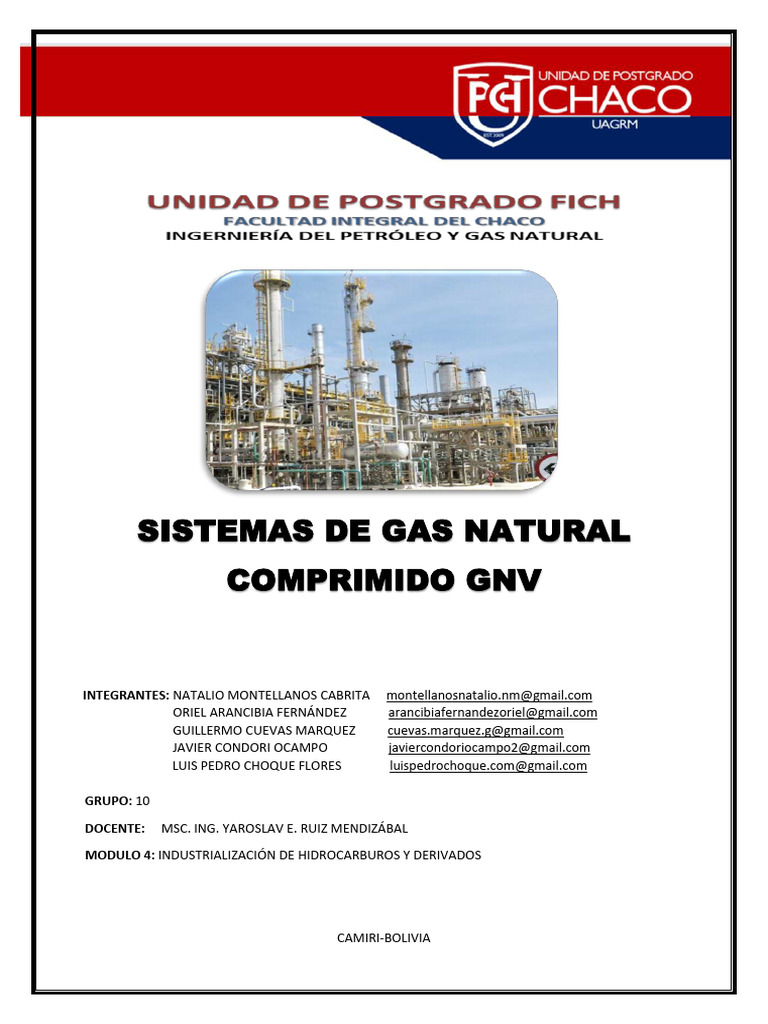 Gas Natural Comprimido GNV Grupo 10 | PDF | Gas natural | Metano