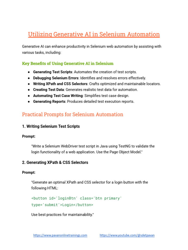 Utilizing Generative AI in Selenium Automation | PDF | Selenium ...