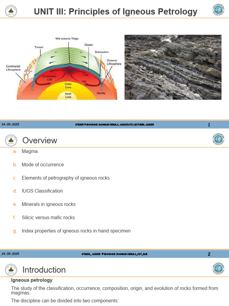 L3 - 1 Lectures Notes On Igneous Petrolgoy | PDF | Magma | Igneous Rock