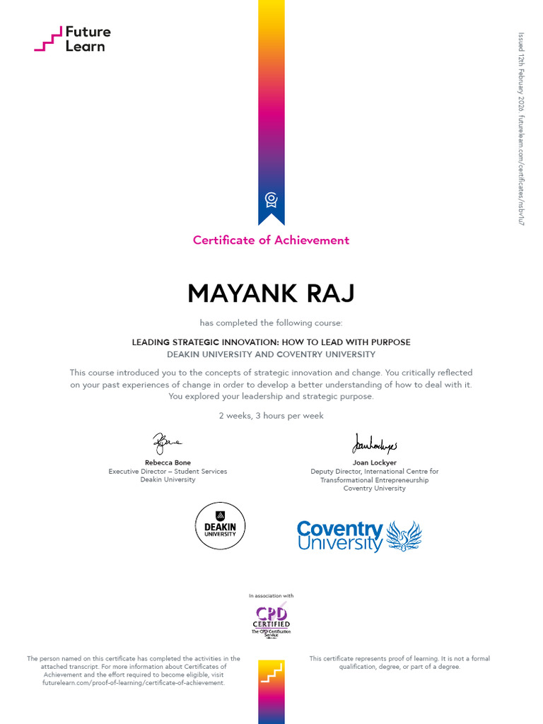Leading-strategic-Innovation Certificate of Achievement Nsbv1u7 | PDF ...