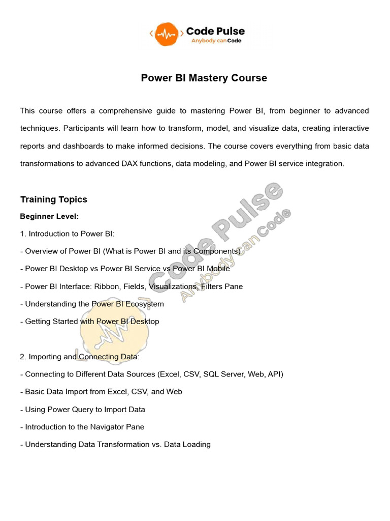 Power BI Master Course Syllabus | PDF | Data | Software Engineering