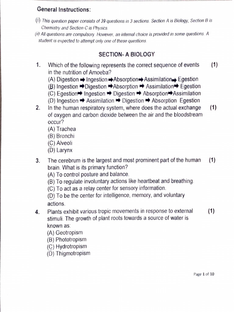 Science Sample Paper-4 | PDF