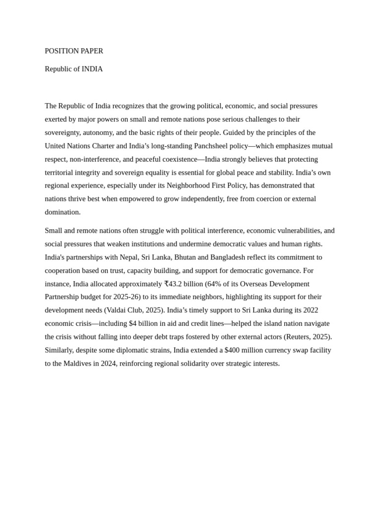 Position Paper India | PDF | Sovereignty | Human Rights