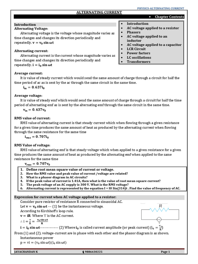 Alternating Current | PDF | Electrical Network | Inductor