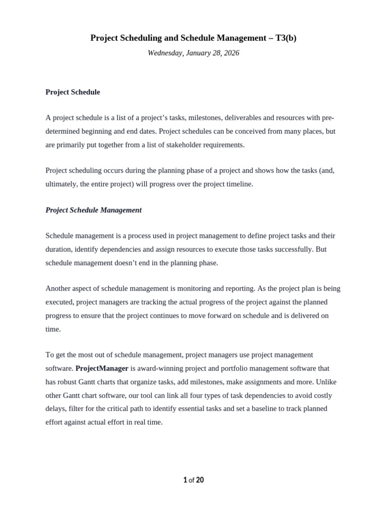 Project Scheduling and Schedule Management - T3 (B) | PDF | Project ...