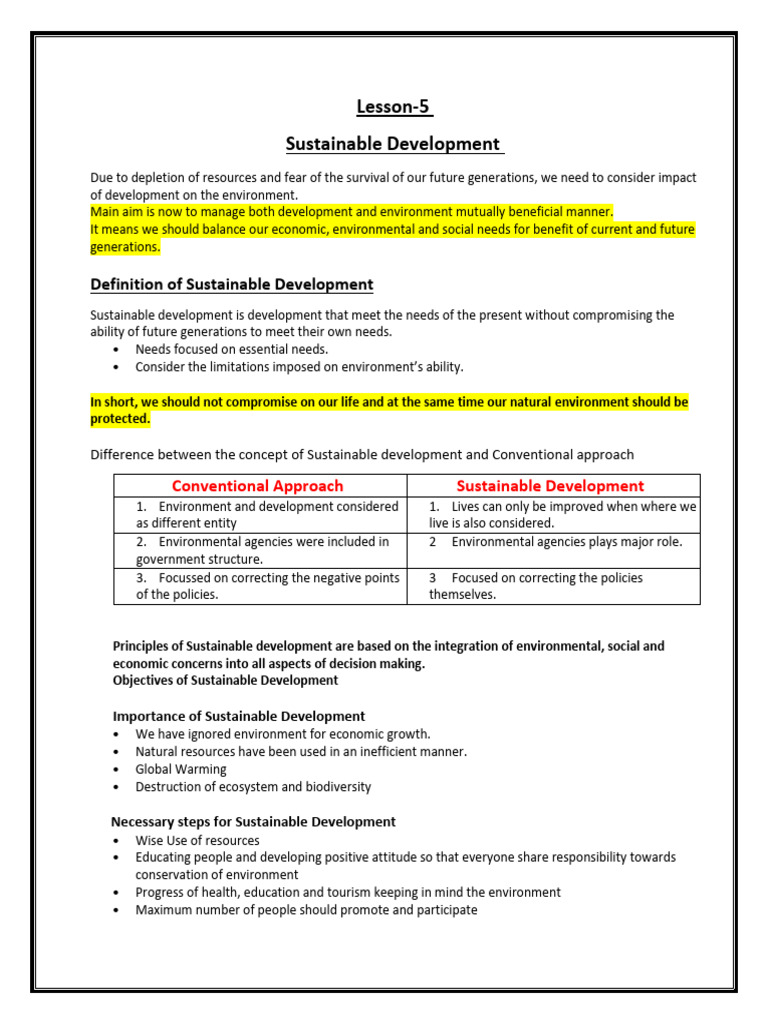Lesson 5 Sustainable Development | PDF | Sustainability | Sustainable ...
