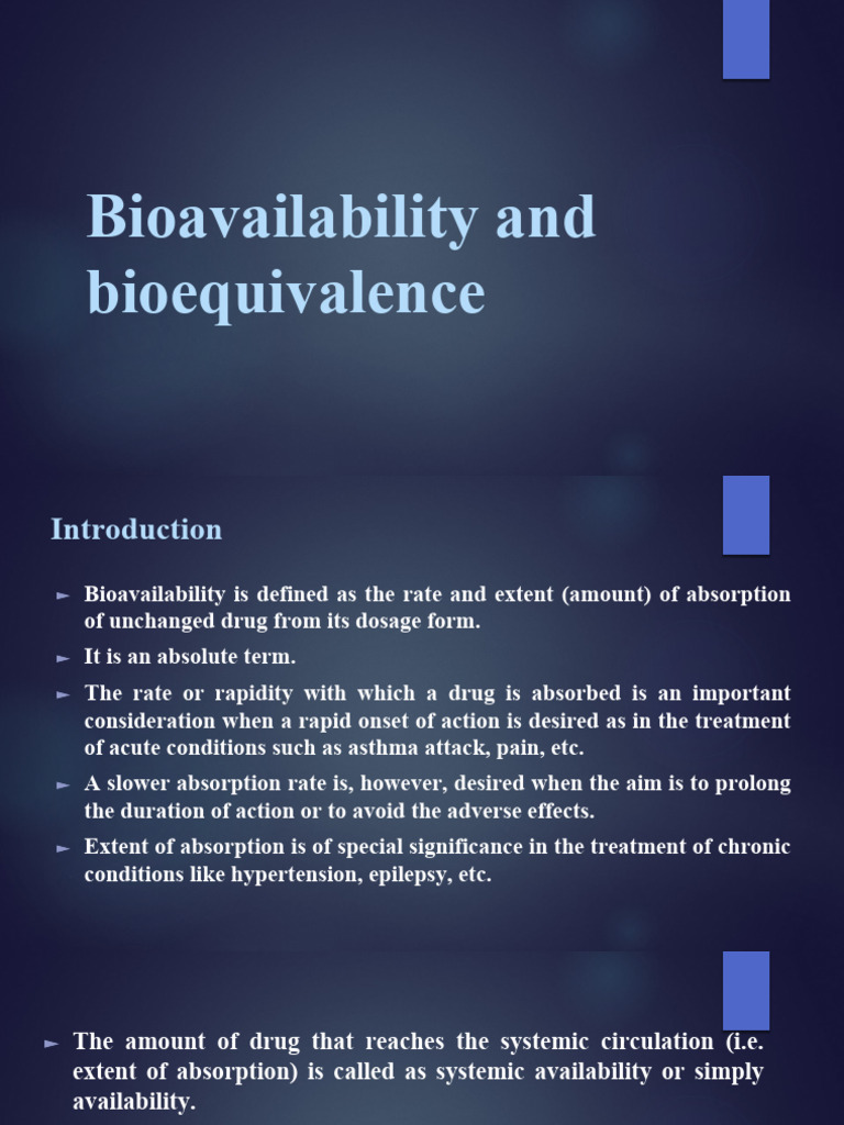 Bioavailability and Bioequivalence | PDF