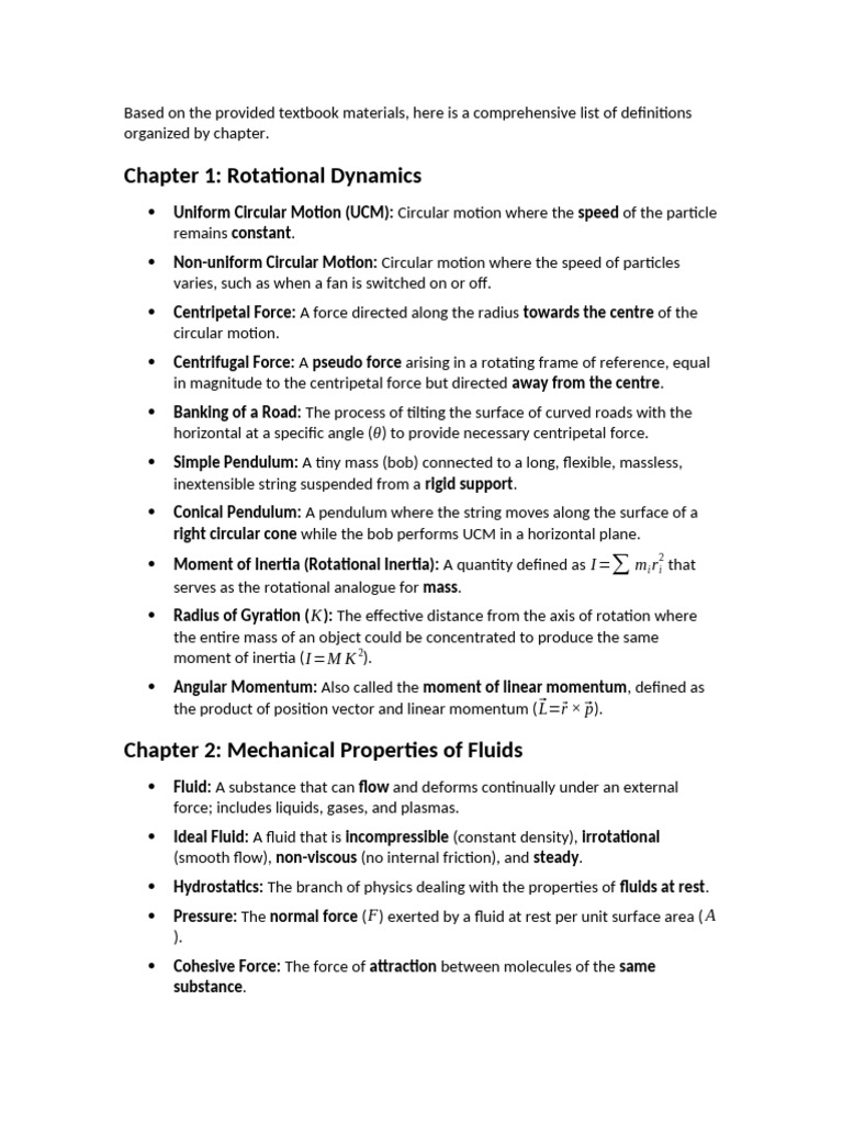 Physics Definitions | PDF | Fluid Dynamics | Waves