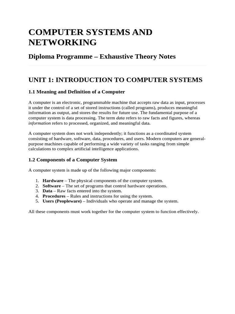 Computer Systems and Networking - Aeg - 1 | PDF | Computer Data Storage ...