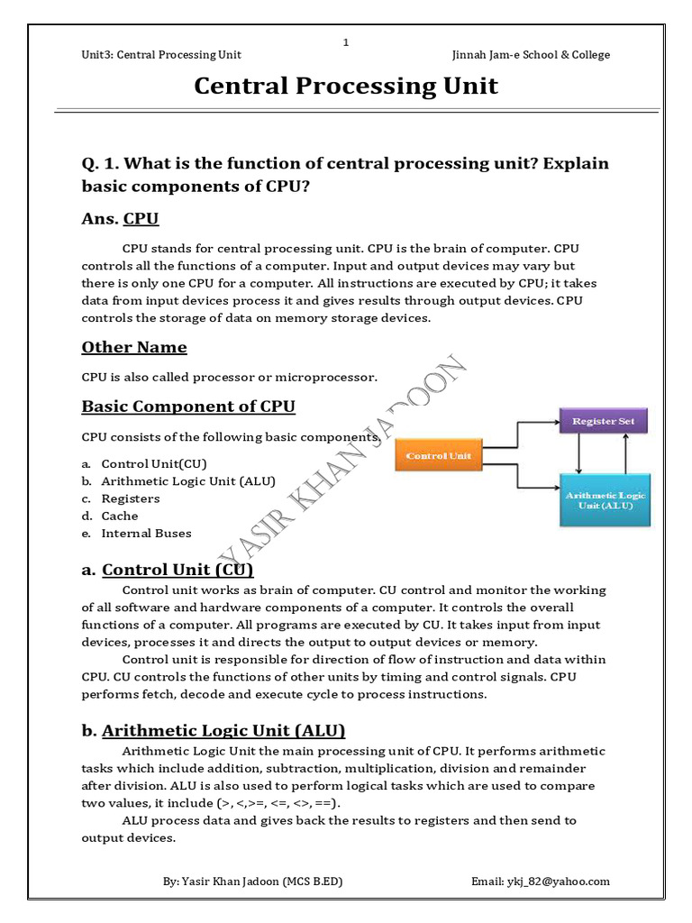 Chapt No 3 Central Proceesing Unit | PDF | Central Processing Unit ...