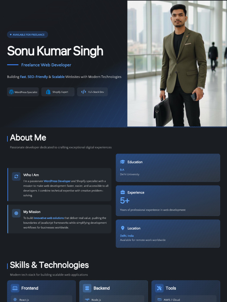 Sonu Kumar Singh - Freelance Web Developer Portfolio | PDF