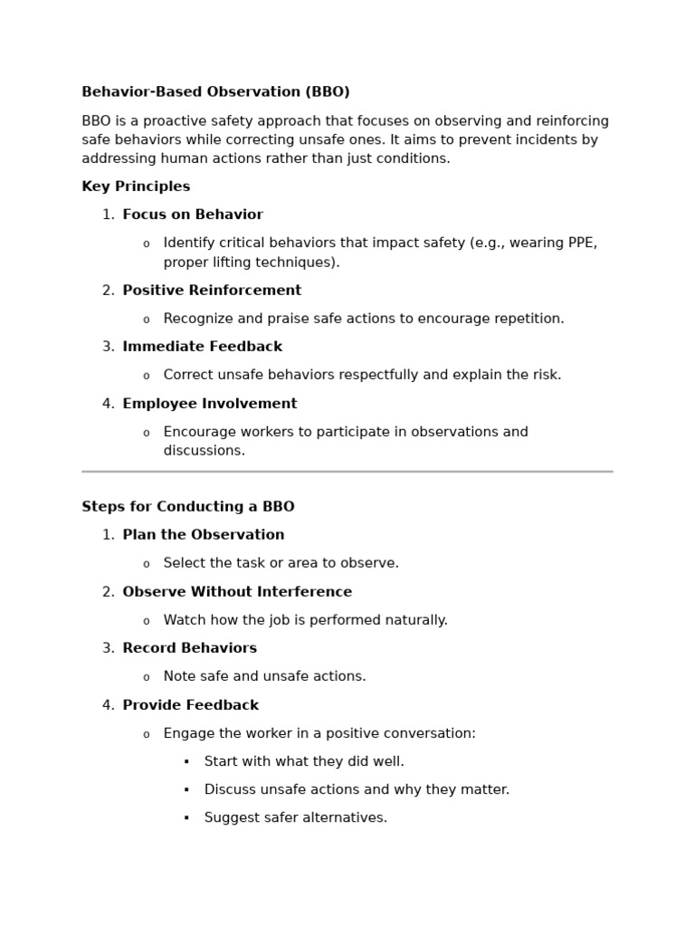 Behavior-Based Observation (BBO) | PDF