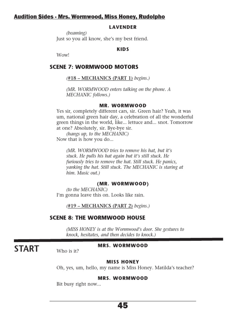 Mrs. Wormwood, Miss Honey, Rudolpho | PDF