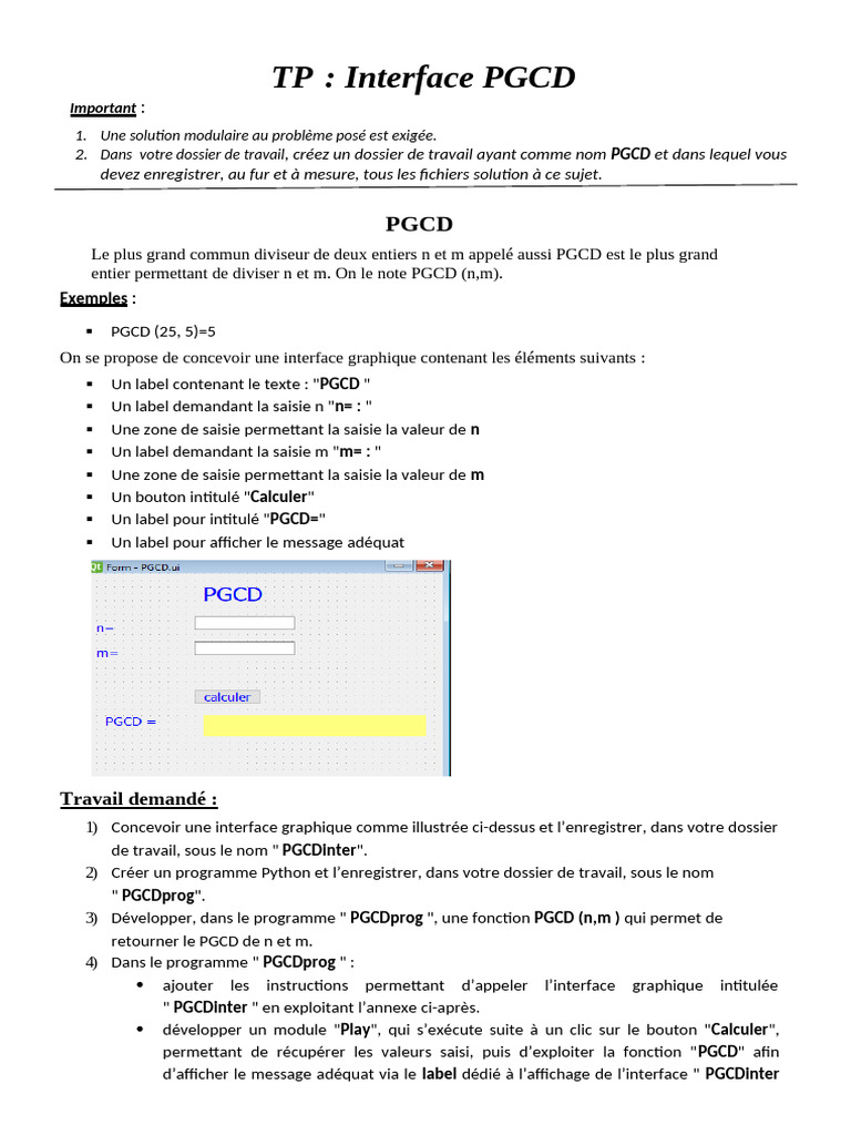 TP PGCD | PDF | Programme informatique | Programmation