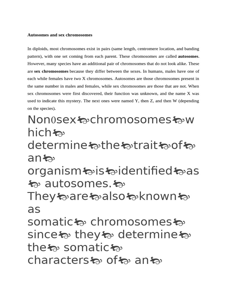 Autosomes and Sex Chromosomes | PDF | Chromosome | Sex