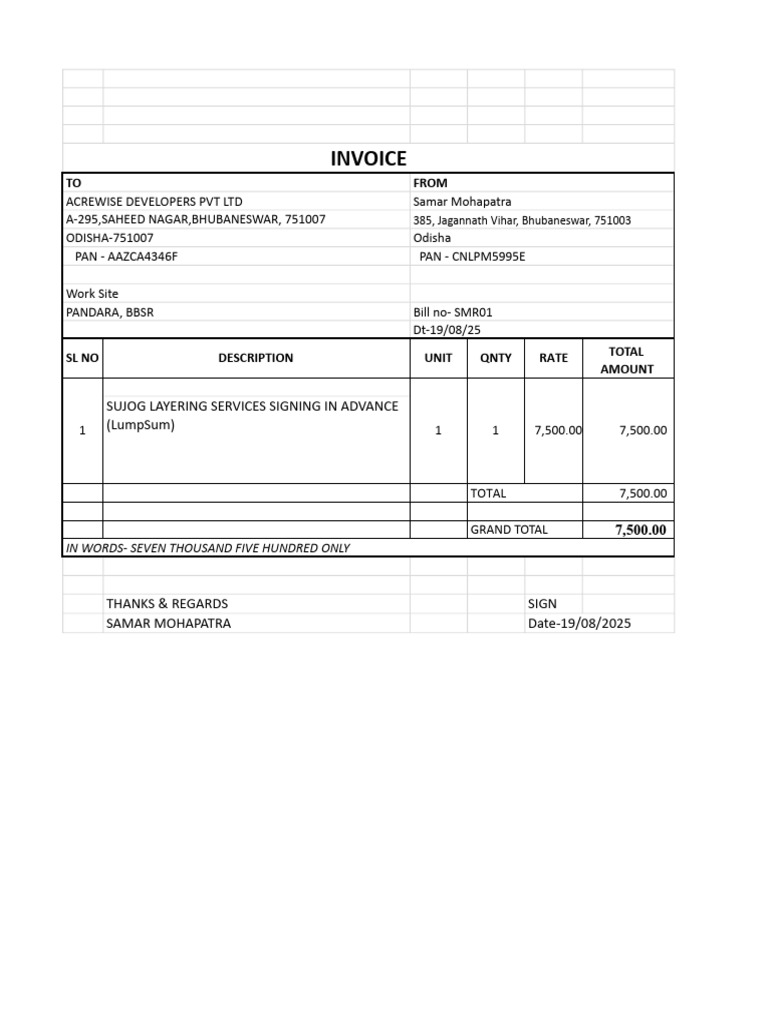Invoice Samar M | PDF