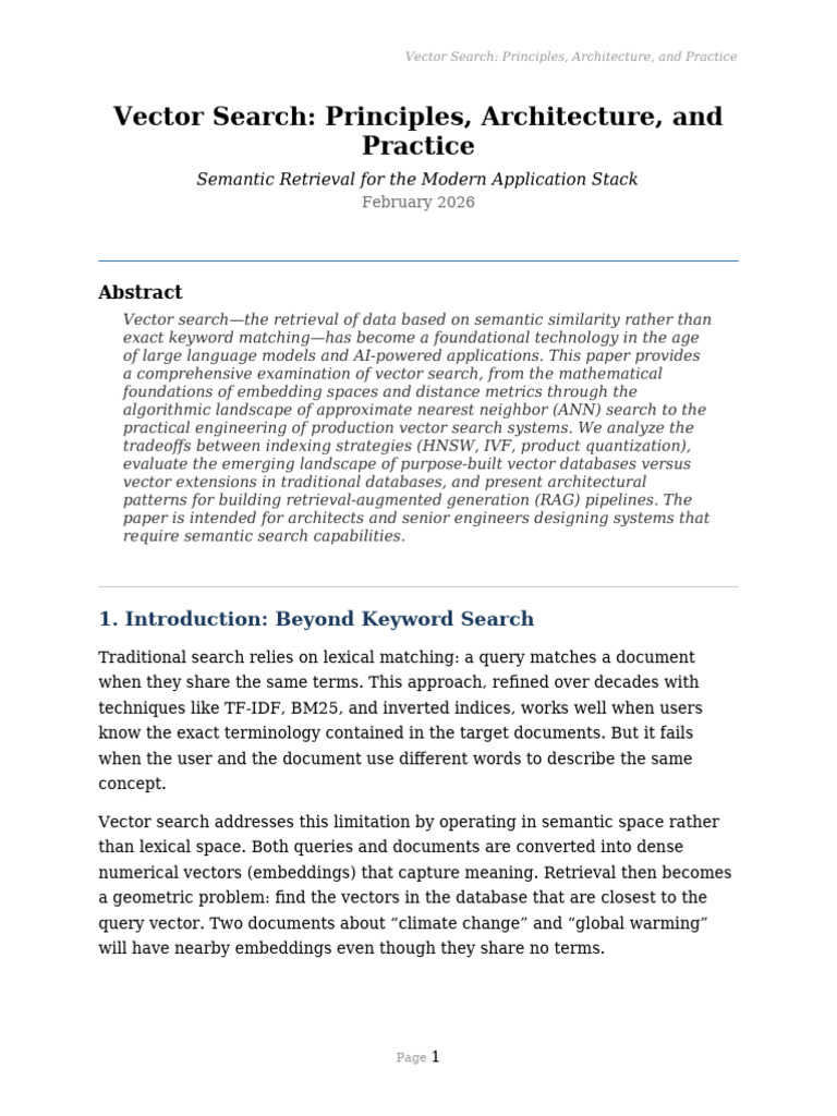Vector Search - Principles Architecture and Practice | PDF ...