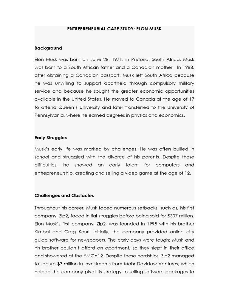 Elon Musk Ge12 Case Study | PDF | Elon Musk | Space X
