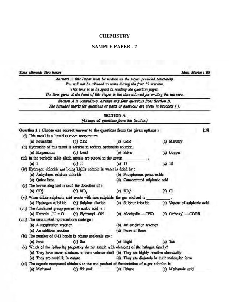 10 ICSE Sample Paper 2 | PDF