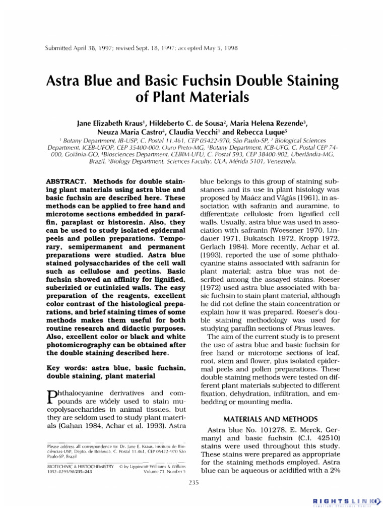 Astra Blue and Basic Fuchsin Double Staining of Plant Materials ...