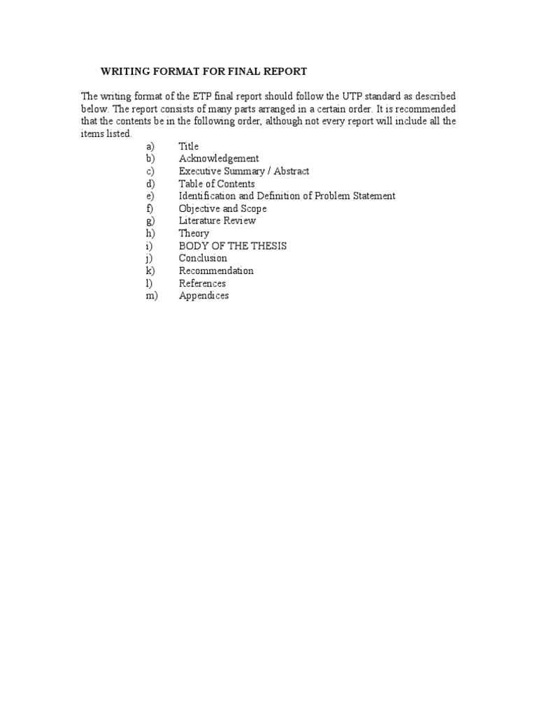 ETP Final Report Writing Guidelines | PDF | Abstract (Summary ...