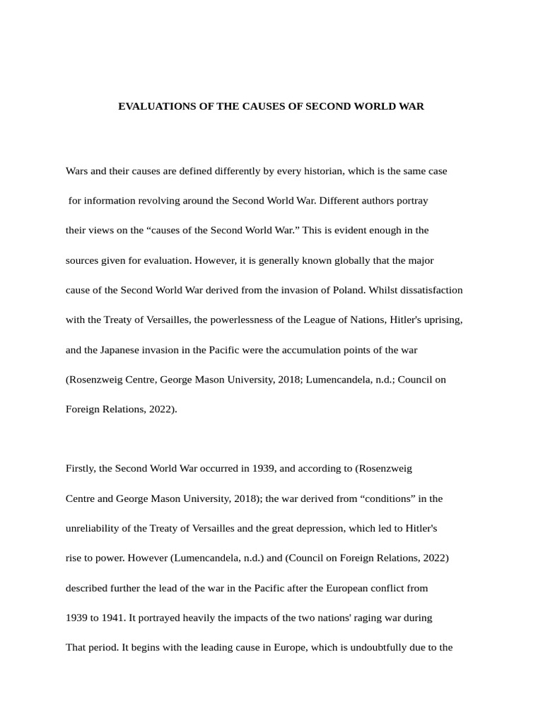 Evaluations of The Causes of Second World War | PDF | Allies Of World ...