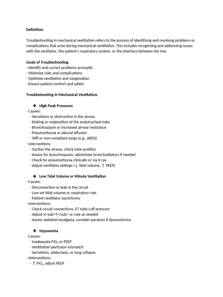 Troubleshooting Mechanical Ventilation | PDF | Clinical Medicine ...