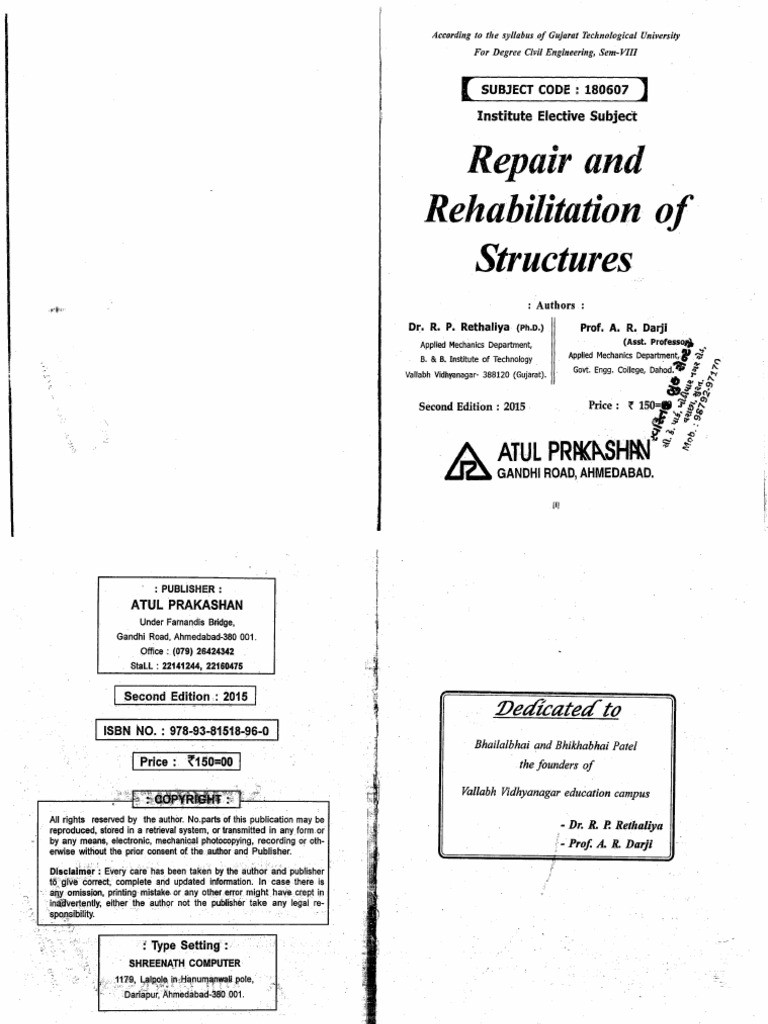 Repair & Rehabilitation of Structures by Rethaliya | PDF