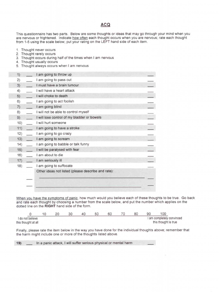 ACQ Questionnaire PDF | PDF