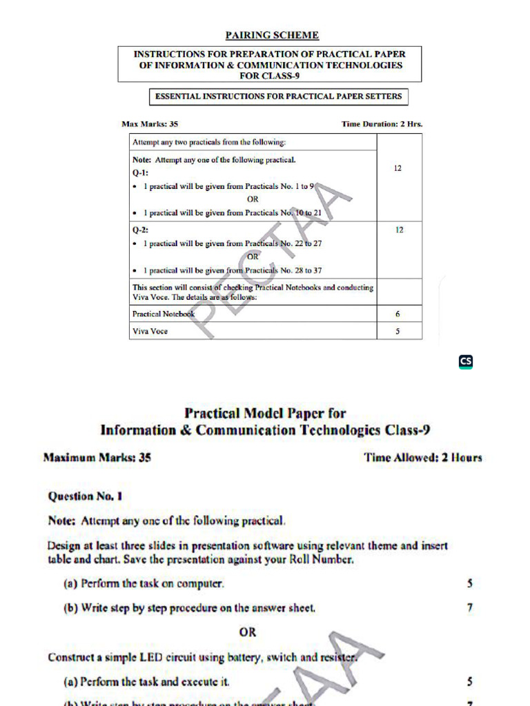 ICT Practical Pattern and List of Practicals | PDF