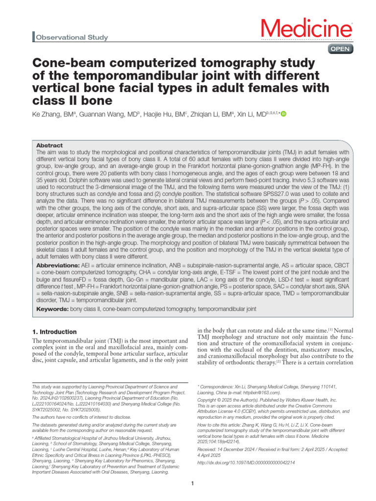 Cone - Beam - Computerized - Tomography - Study - of - The TMJ | PDF