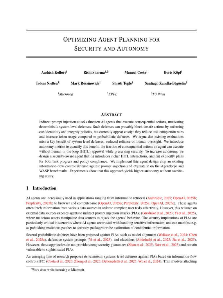 Optimizing Agent P Lanning For S Ecurity and Autonomy | PDF | Computing