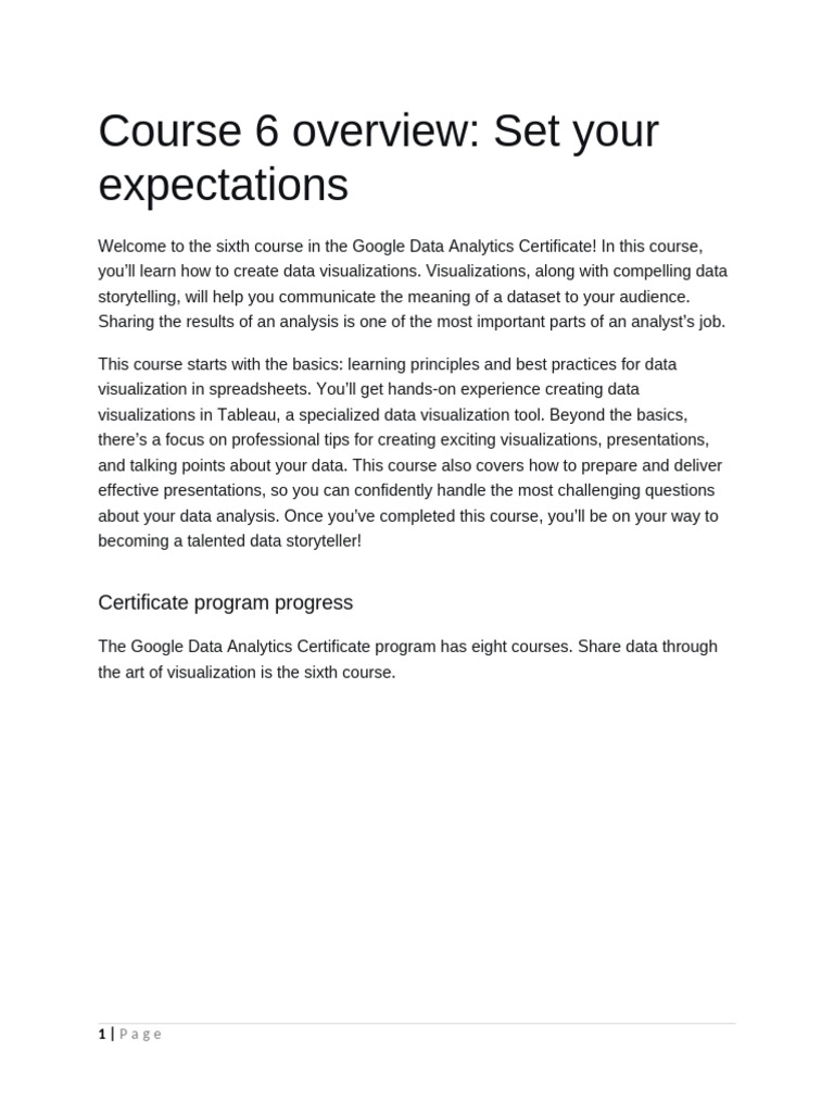 Course 6 Share Data Through The Art of Visualization | PDF | Data ...