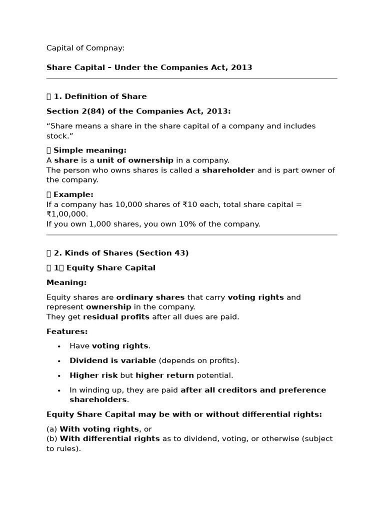 Unit III CapitalOfCompany | PDF | Debenture | Preferred Stock
