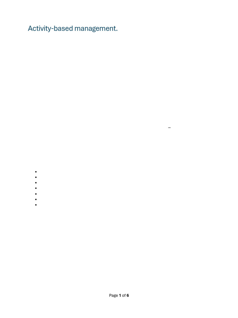Activity Based Management. | PDF | Profit (Economics) | Cost