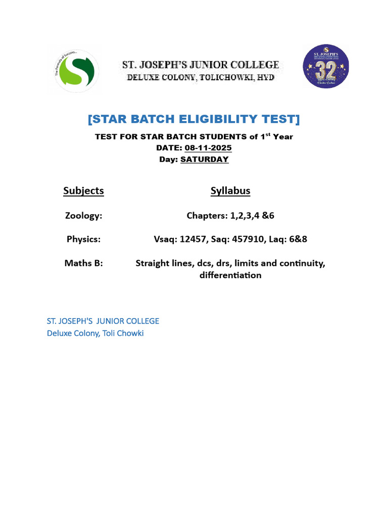 Star Batch Eligibility Test | PDF
