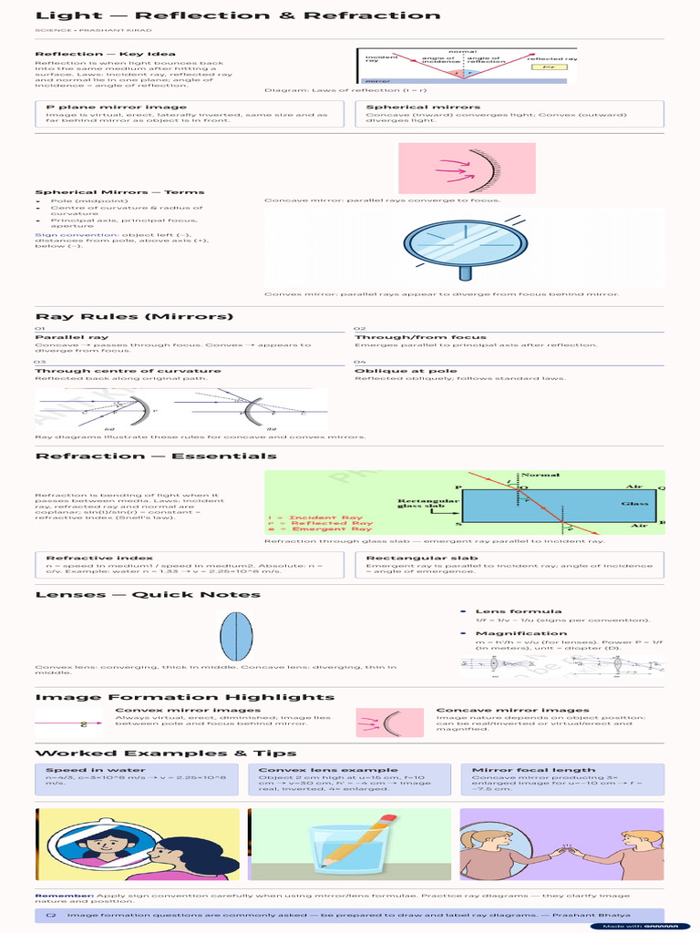 Light Reflection and Refraction | PDF