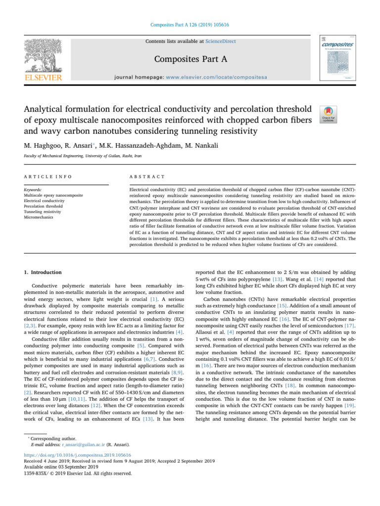 Analytical Formulation For Electrical Conductivity and Percolation ...
