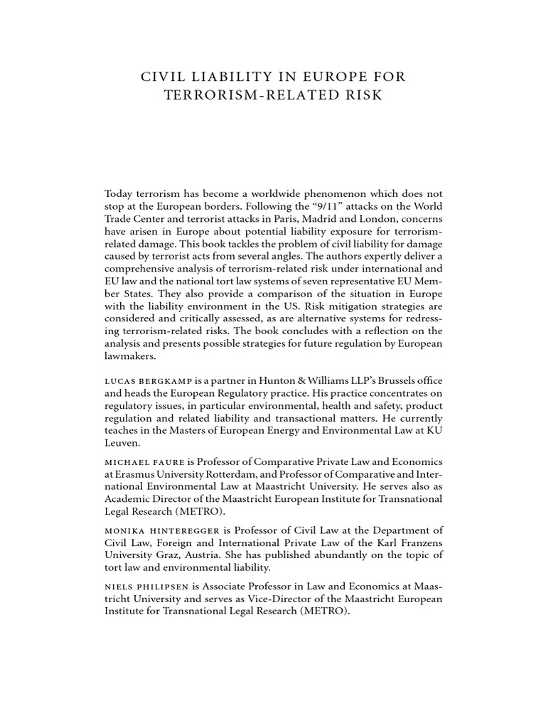 Civil Liability in Spain For Terrorism-Related Risks | PDF | Legal ...