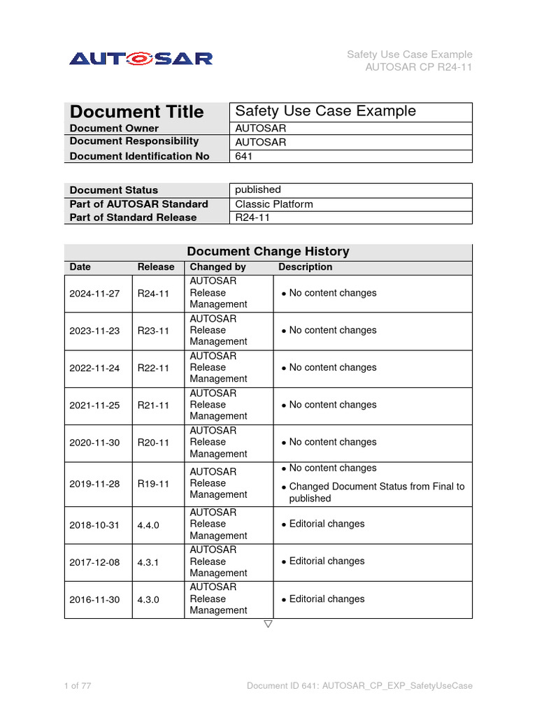 Autosar CP Exp Safetyusecase | PDF | Safety | System
