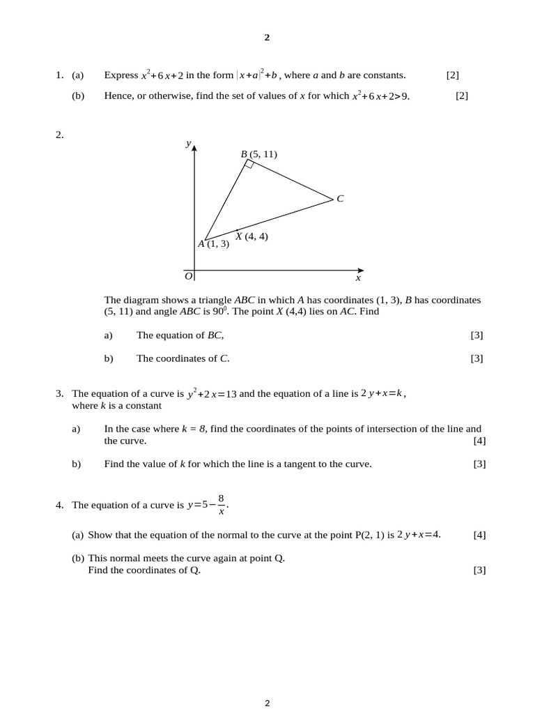 Form 4 As Maths Test 3 | PDF