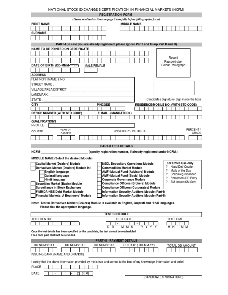 NCFMRegn Form | PDF | Securities (Finance) | Financial Markets