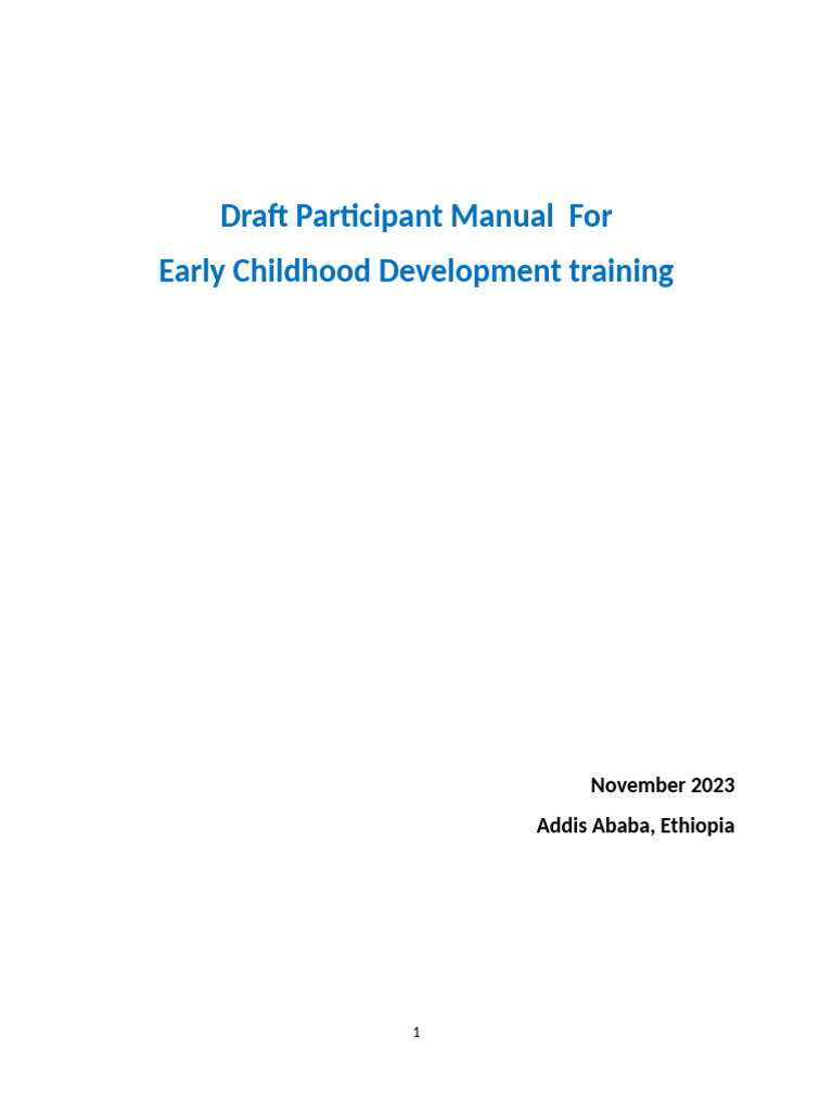 ECD Partcipant Manual New 2023 | PDF | Child Development | Early ...