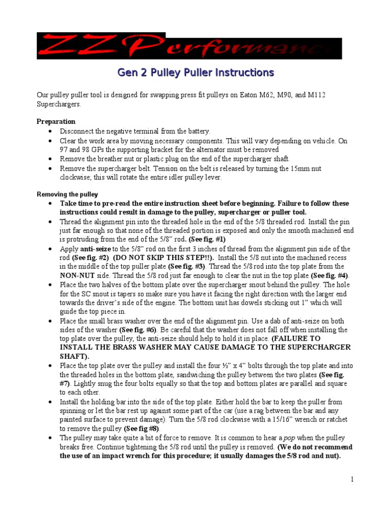 Pulley Puller Instructions PDF Nut (Hardware) Screw