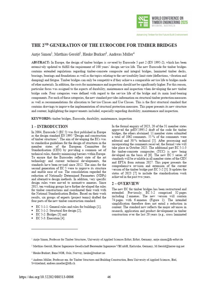 The 2nd Generation of The Eurocode For Timber Bridges | PDF | Corrosion ...
