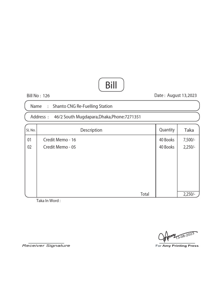Classic Bill - Files For Print or Remake | PDF