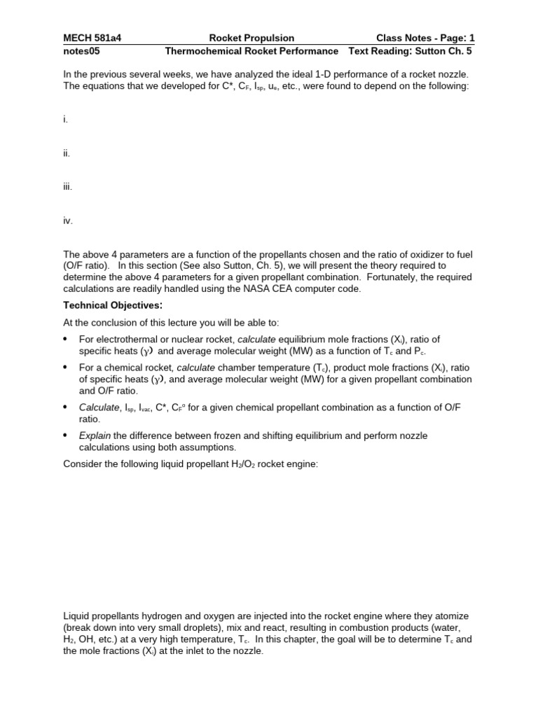 Notes 05 | PDF | Rocket Propellant | Stoichiometry
