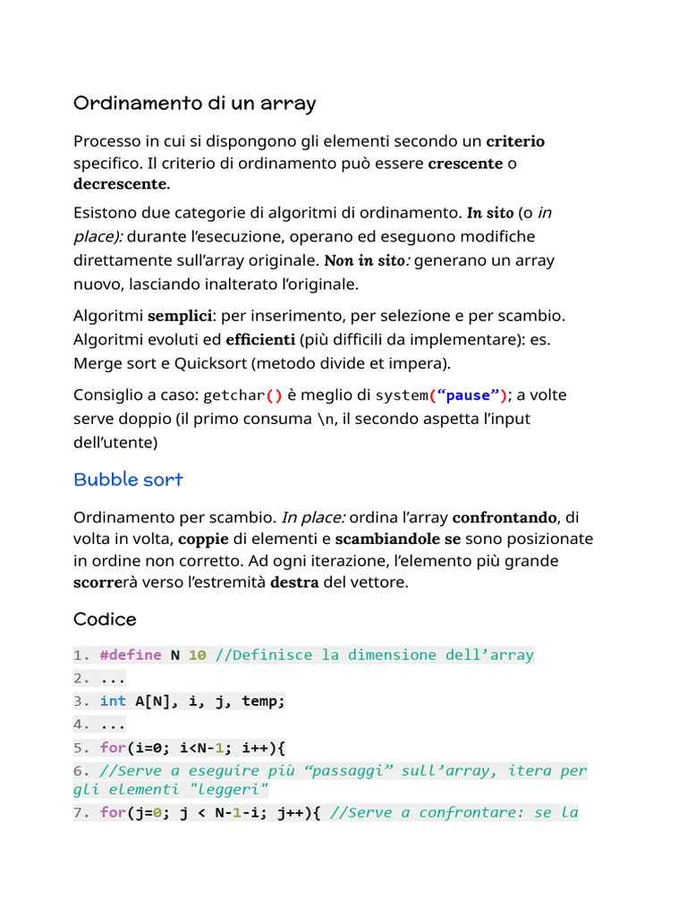 Algoritmi Ordinamento in C | PDF